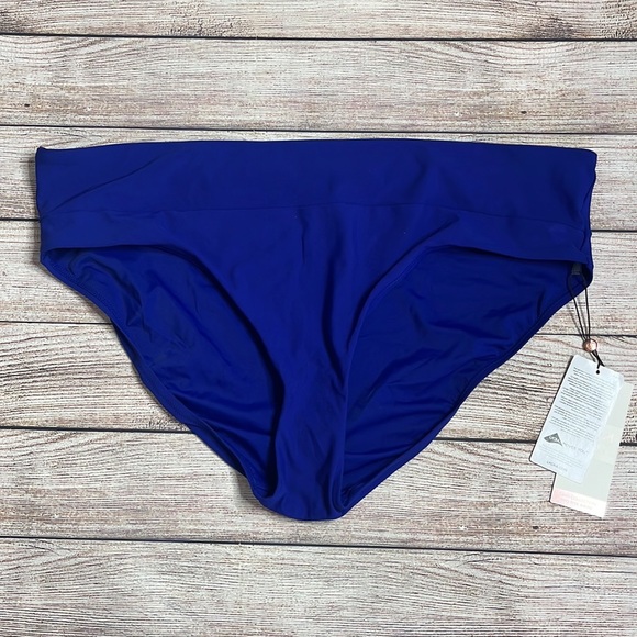 Calia Wide Band Mid Rise Jeweled Indigo Bikini Bottom NWT. - Picture 2 of 8